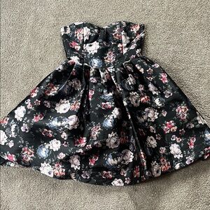 Gracia textured nylon floral prom dress sz medium tulle lined skirt strapless